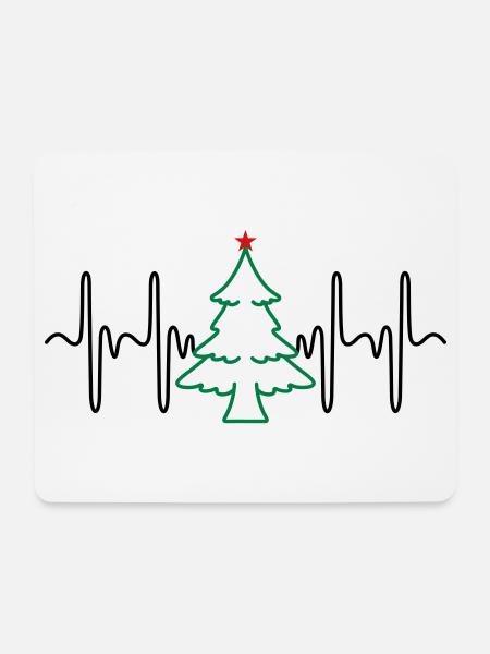 Herzschlag Weihnachtsbaum (Farben änderbar) - Mousepad (Querformat) - Weiß
