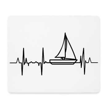 Segler EKG Herzlinie - Mousepad (Querformat) - Weiß - Vorne