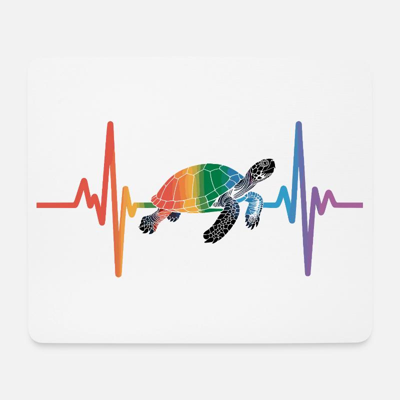 Bunte Schildkröte im Herzschlag Design - Mousepad (Querformat) - Weiß