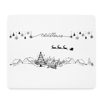 Winterliches Häuserpanorama Linienzeichnung - Mousepad (Querformat) - Weiß - Vorne