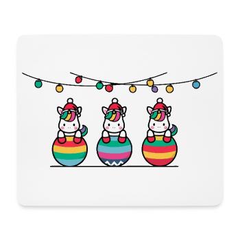 3 Einhörner Weihnachtskugeln Freunde - Mousepad (Querformat) - Weiß - Vorne
