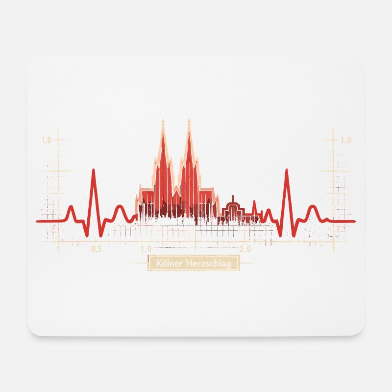 Kölner Skyline Herzschlag Dom Kölsch Liebe Geschen - Mousepad (Querformat) - Weiß