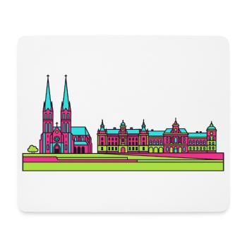 Silhouette de la ville de Szczecin Wały Chrobrego Art - Tapis de souris (format paysage) - blanc - Devant