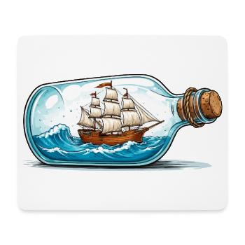 Schiffsmodell in Flasche - Mousepad (Querformat) - Weiß - Vorne