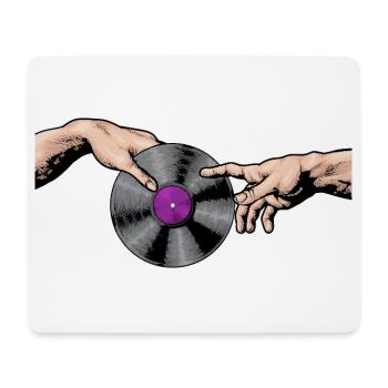 Mains touchant l’art d’un disque vinyle - Tapis de souris (format paysage) - blanc - Devant