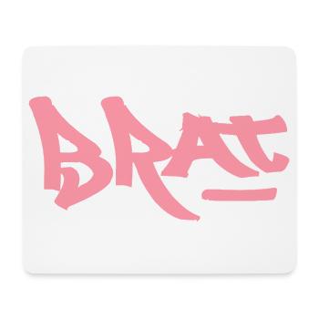 Pink Brat logo text as graffiti - Mouse Pad (horizontal) - white - Front