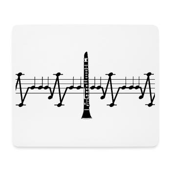 Klarinette EKG Notenlinie Herzschlag Musiknoten - Mousepad (Querformat) - Weiß - Vorne