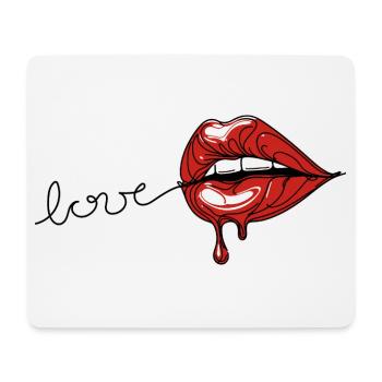 Crimson Drip - Red Lips Line Art - Mouse Pad (horizontal) - white - Front