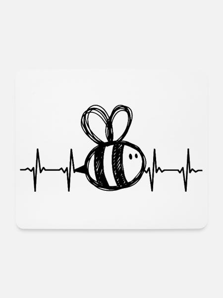 Süße Biene EKG Herzschlag - Mousepad (Querformat) - Weiß
