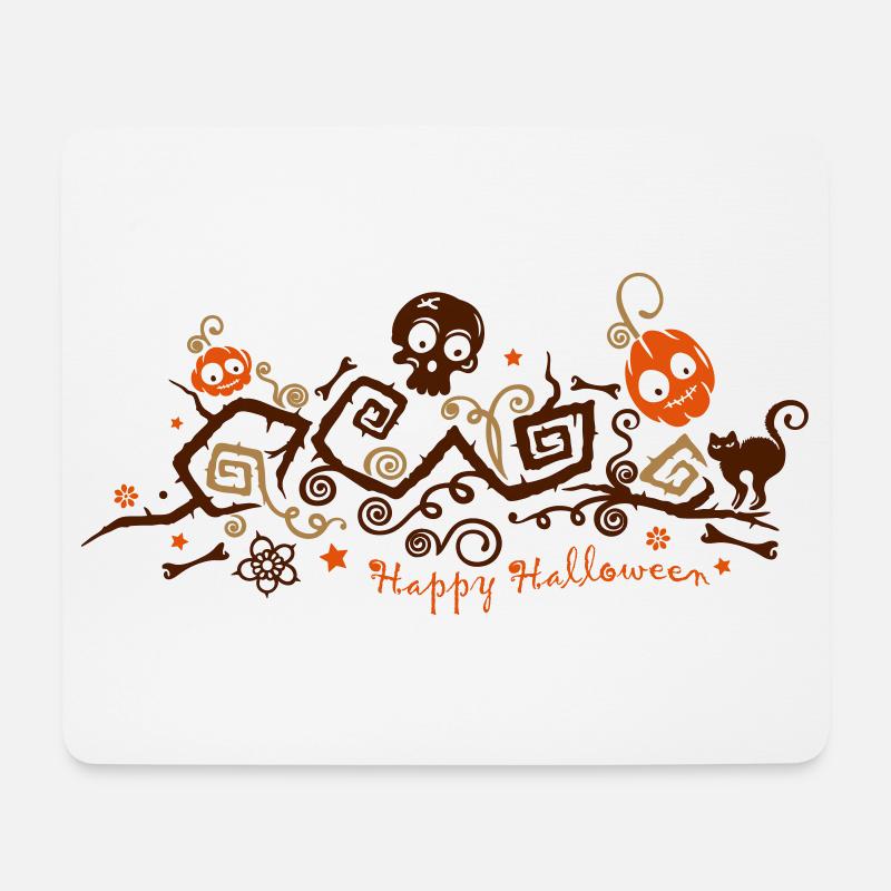 Halloween Ranke mit Kürbissen und Totenkopf - Mousepad (Querformat) - Weiß
