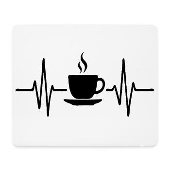 Battement de cœur de café, conception artistique au trait minimal - Tapis de souris (format paysage) - blanc - Devant