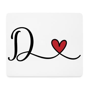 Letter D with heart monogram - Mouse Pad (horizontal) - white - Front