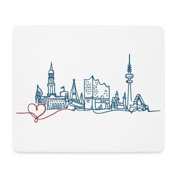 Hamburg Skyline – Modern Line Art - Mousepad (Querformat) - Weiß - Vorne