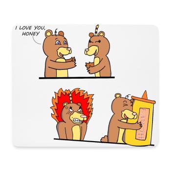 Cute and Funny Bears in Love Couple Illustration - Mouse Pad (horizontal) - white - Front