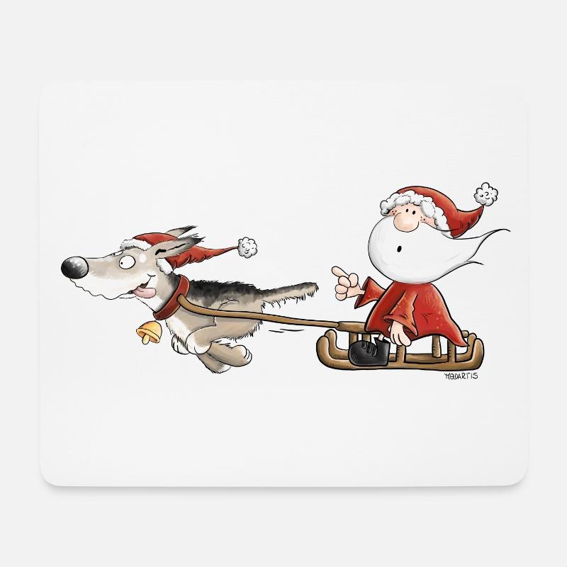 Weihnachtsmann mit Hundeschlitten I Weihnachten - Mousepad (Querformat) - Weiß