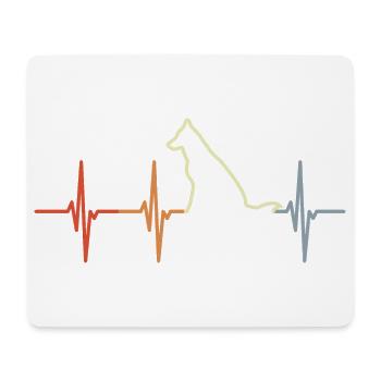 Hund Herzschlag Vintage Look - Mousepad (Querformat) - Weiß - Vorne