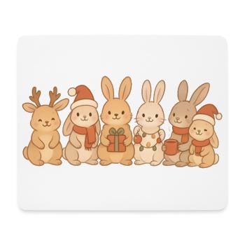 Lapins Enfants Garçons Filles Lapins de Noël - Tapis de souris (format paysage) - blanc - Devant