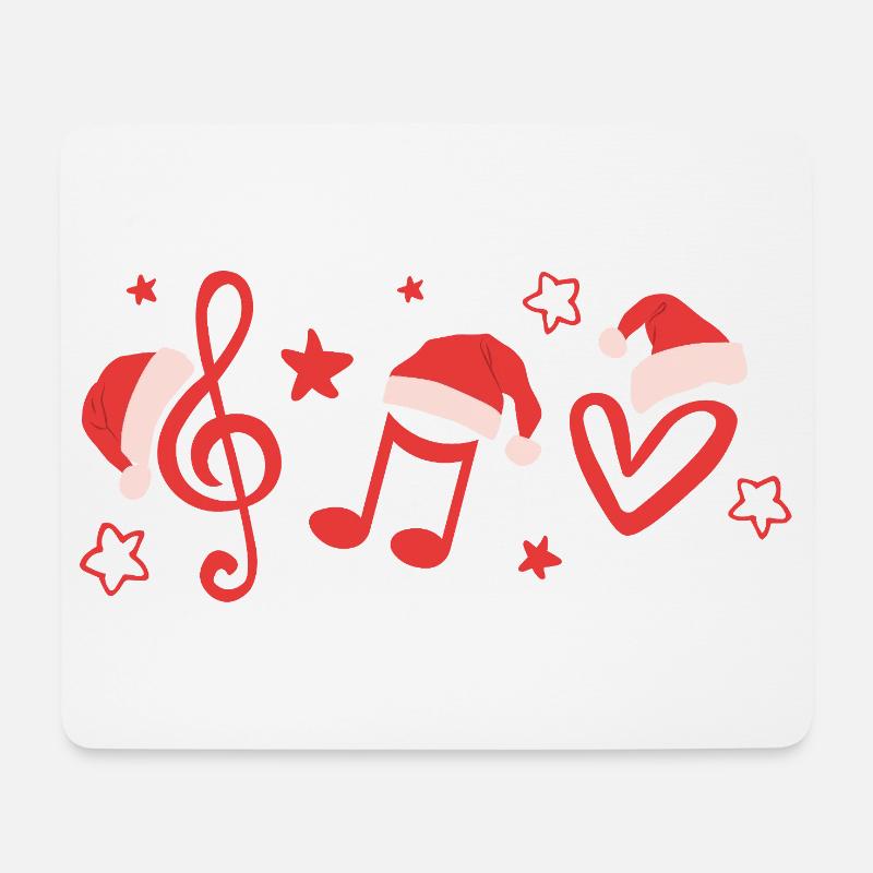 Treble clef musical notes with Christmas hats - Mouse Pad (horizontal) - white