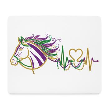 Cadeau mignon pour cavalier ECG du battement cardiaque du cheval - Tapis de souris (format paysage) - blanc - Devant