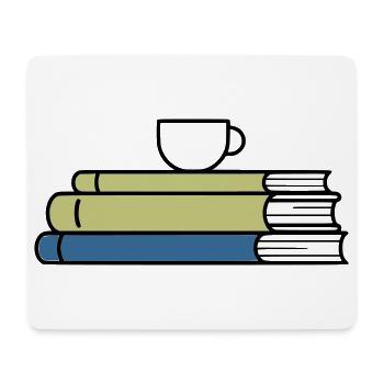 Bücherstapel Kaffeetasse Farbig - Mousepad (Querformat) - Weiß - Vorne