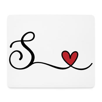 Buchstabe S Monogramm mit Herz - Mousepad (Querformat) - Weiß - Vorne