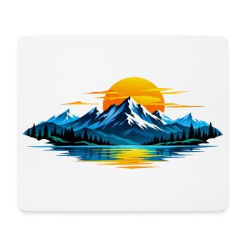 Berg ,See Sonnenuntergang Panorama - Mousepad (Querformat) - Weiß - Vorne
