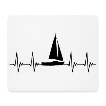 Voilier, électrocardiogramme, voile, rythme cardiaque, rythme cardiaque pulsé - Tapis de souris (format paysage) - blanc - Devant