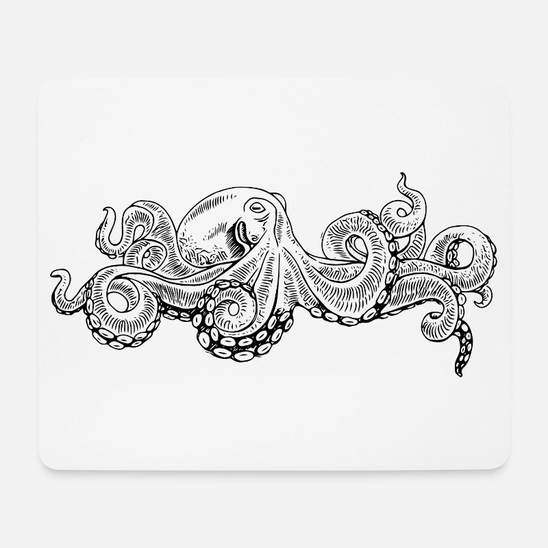 Oktopus – Oktopus-Schwarzmuster - Mousepad (Querformat) - Weiß
