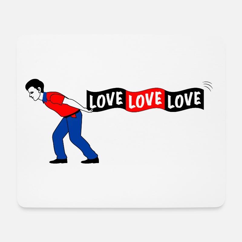 Mann zieht LOVE Banner - Mousepad (Querformat) - Weiß