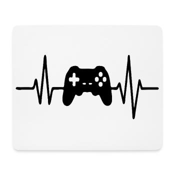 Heartbeat Gamer, Gamecontroller Strichzeichnung Design - Mousepad (Querformat) - Weiß - Vorne