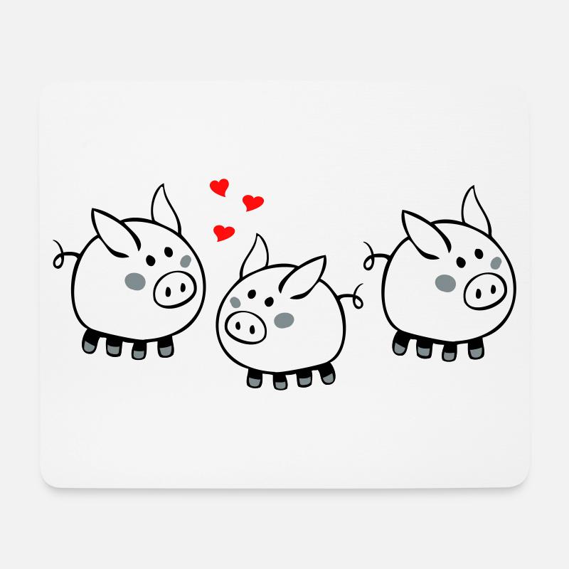 Schweinchen mit Herzen - Mousepad (Querformat) - Weiß
