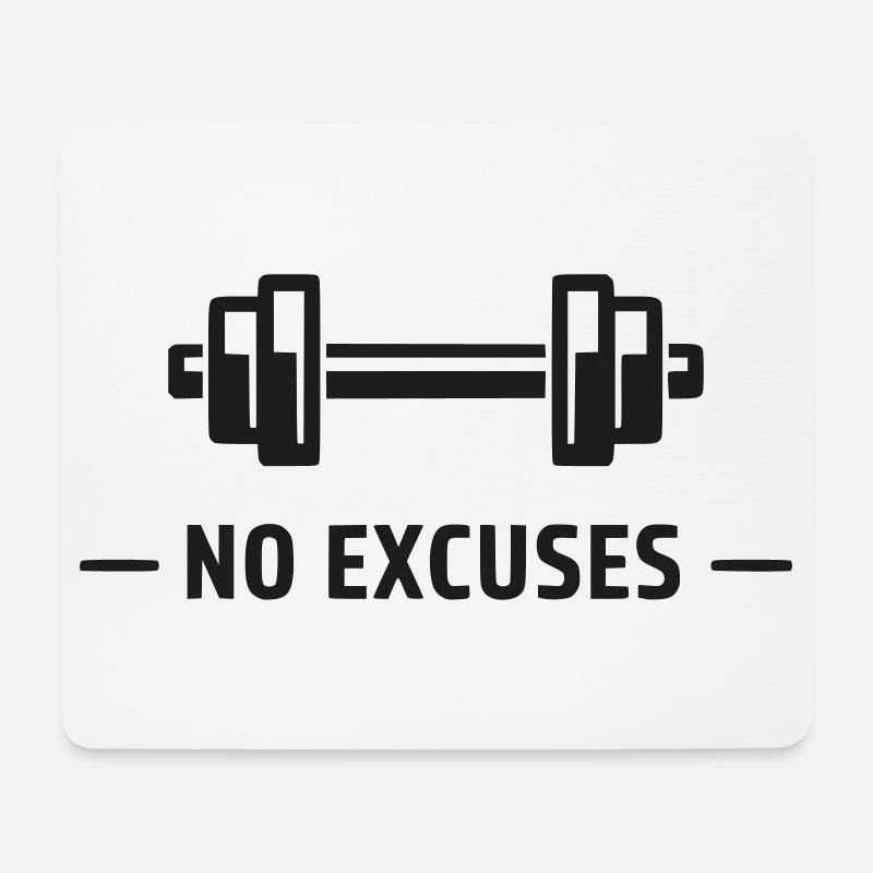 No Excuses Hantel Motiv - Mousepad (Querformat) - Weiß