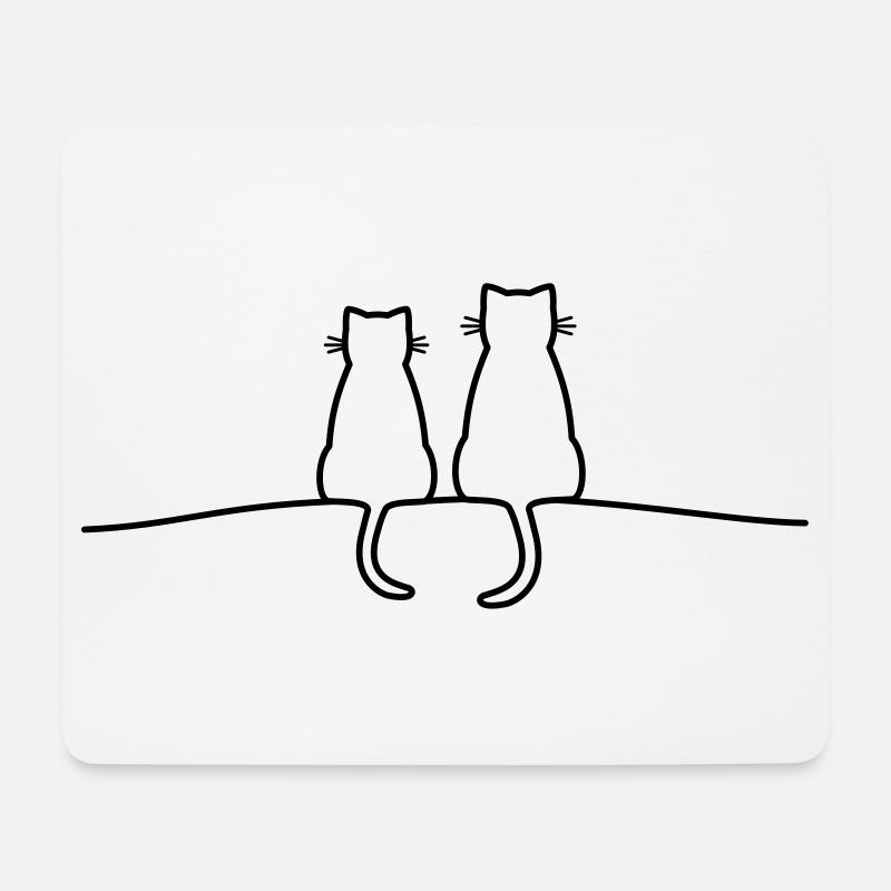 Katzen Silhouette Pärchen Geschenkidee - Mousepad (Querformat) - Weiß