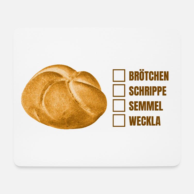 Brötchen oder Semmel? – Lustiges Dialekt-Design - Mousepad (Querformat) - Weiß