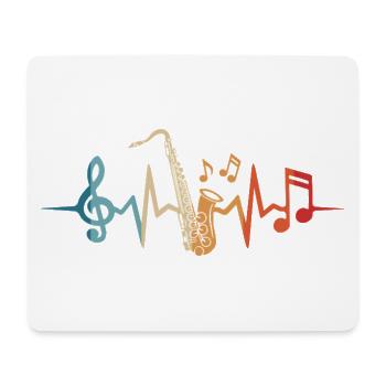 Saxophone Heartbeat Saxophoniste Musicien Saxophone - Tapis de souris (format paysage) - blanc - Devant