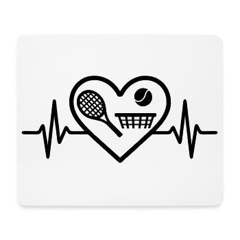 Tennis Coeur Raquette Balle Filet - Tapis de souris (format paysage) - blanc - Devant