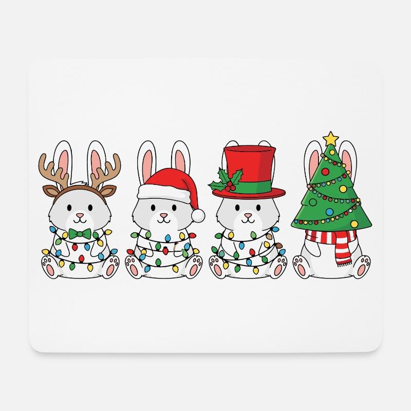 Kaninchen Weihnachtsmann Weihnachtsbeleuchtung - Mousepad (Querformat) - Weiß