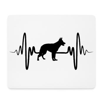 Ligne cardiaque ECG du Berger allemand - Tapis de souris (format paysage) - blanc - Devant