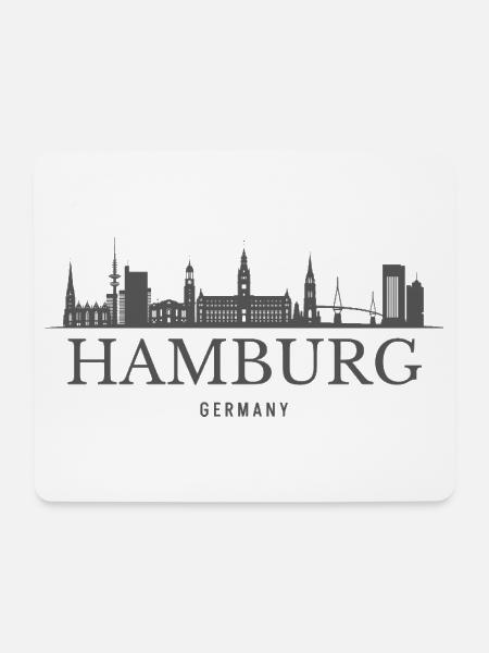 Hamburg, Deutschland, Hamburger Skyline - Mousepad (Querformat) - Weiß