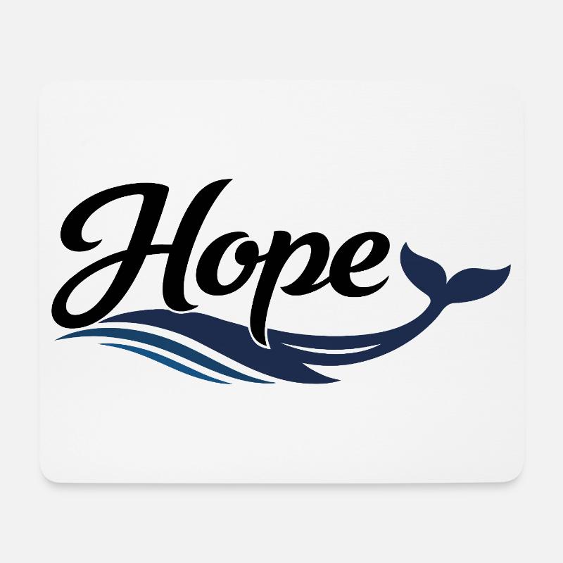 Hope Whale Ocean Wave Logo - Mouse Pad (horizontal) - white
