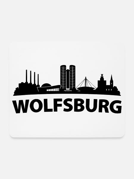 Wolfsburg Skyline - Mousepad (Querformat) - Weiß