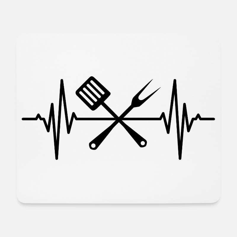 Kochlöffel Herzlinie - Mousepad (Querformat) - Weiß