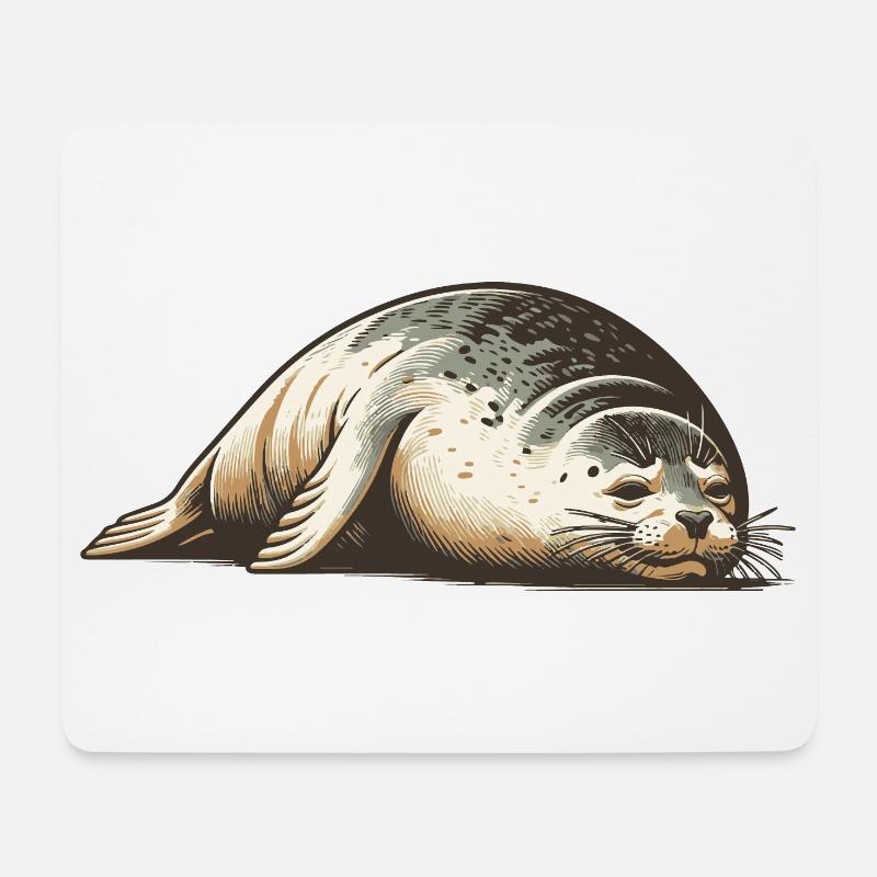 Robbe - Mousepad (Querformat) - Weiß