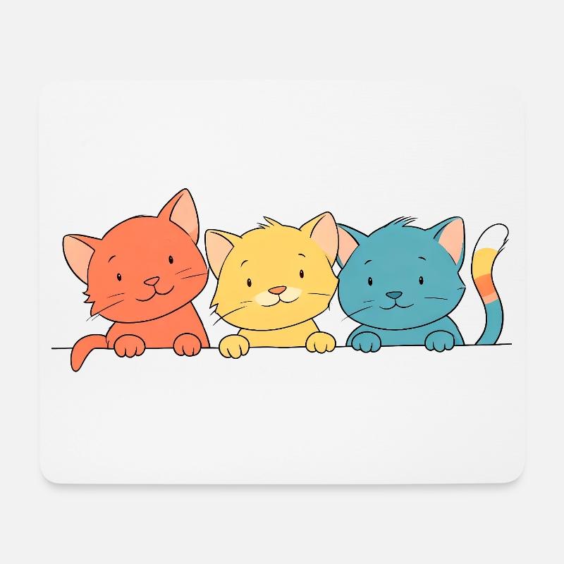 Trio Bunte Katzen Freunde - Mousepad (Querformat) - Weiß