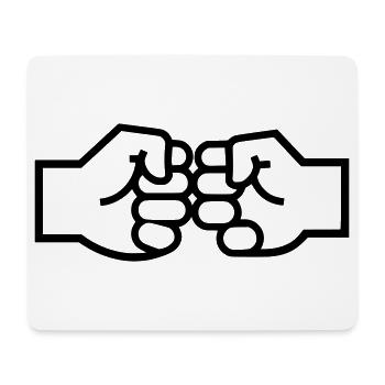 Fist Check Fistbump Hands Outline - Mouse Pad (horizontal) - white - Front