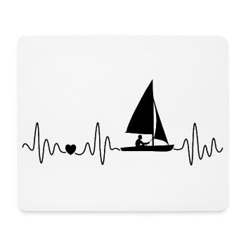 Retro Segeln Herzschlag Mit Segelboot Für Segler - Mousepad (Querformat) - Weiß - Vorne