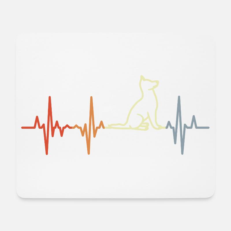 Vintage Hunde EKG Herzlinie - Mousepad (Querformat) - Weiß