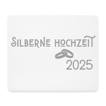 Silberne Hochzeit 2025 mit Ringen Jugendstil - Mousepad (Querformat) - Weiß - Vorne