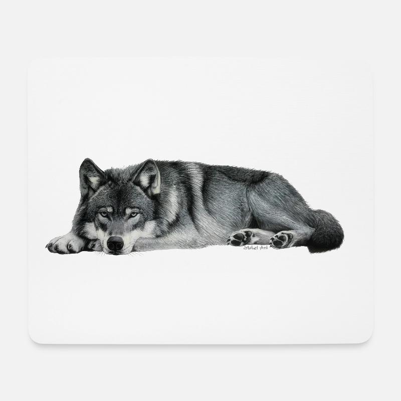 wolf - Mousepad (Querformat) - Weiß