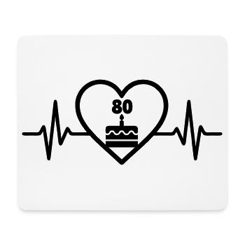 Coeur Anniversaire 80 ans Gâteau - Tapis de souris (format paysage) - blanc - Devant